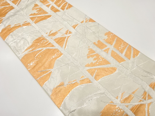 JAPANESE KIMONO / ANTIQUE FUKURO OBI / SILK / WOVEN TREES